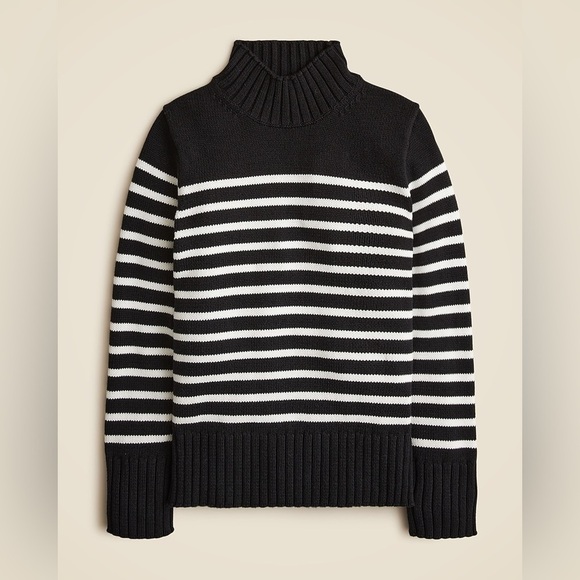 J. Crew Sweaters - NWT J. Crew Cotton Turtleneck Sweater in Black Stripe Sz XXS